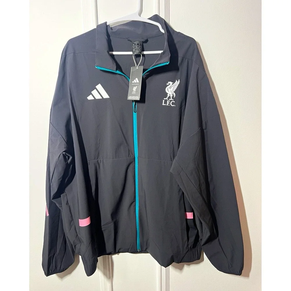 Adidas Liverpool FC Training Jacket Mens XL Black Teal Pink Full Zip NWT LFC